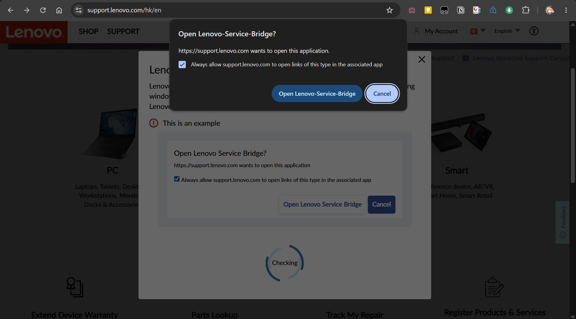 Open Lenovo Service Bridge