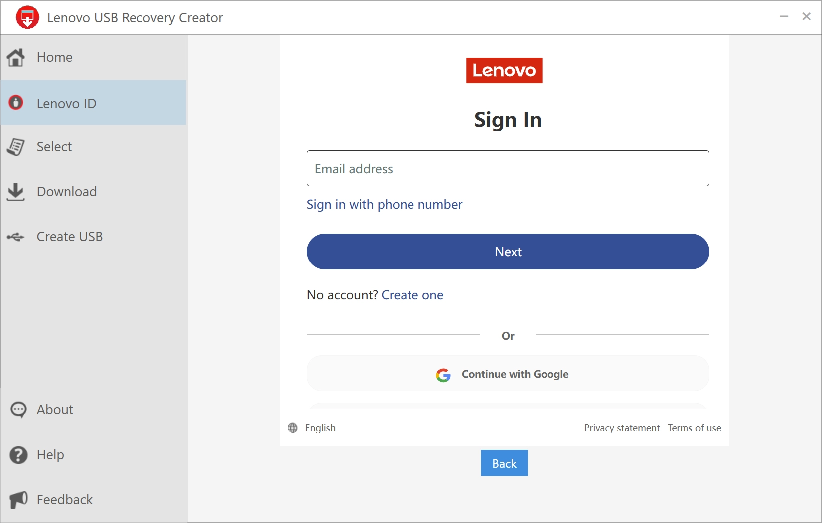 sign in to lenovo